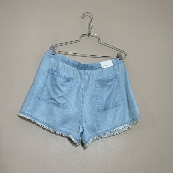 Nwt Calvin Klein Chambray Drawstring Utility 4" Shorts size 12 - Picture 2 of 6